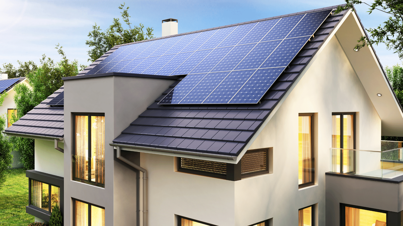 A house with PV panels